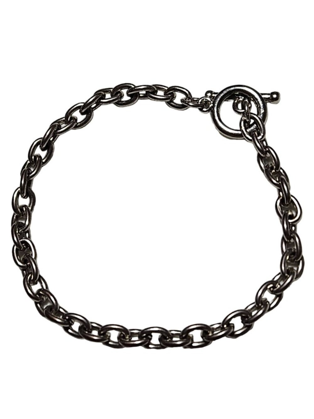 Vintage Cable Chain Link Bracelet Silver Tone Toggle Clasp Minimalist  Jewelry